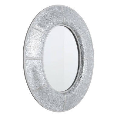 Orsina Pasadena Wren Oval Wall Mirror – Silver Mosaic Sculpted Frame