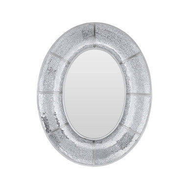 Orsina Pasadena Wren Oval Wall Mirror – Silver Mosaic Sculpted Frame