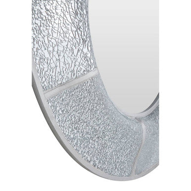 Orsina Pasadena Wren Oval Wall Mirror – Silver Mosaic Sculpted Frame