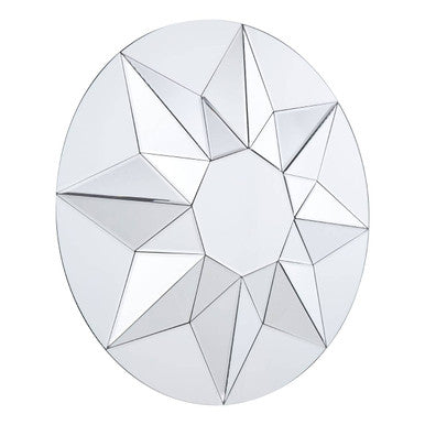 Orsina Wanda 3D Round Wall Mirror – Silver Geometric Mirrored Facets