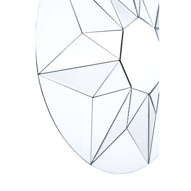 Orsina Wanda 3D Round Wall Mirror – Silver Geometric Mirrored Facets