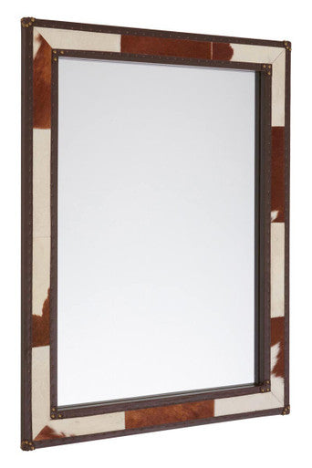 Orsina Kensington Townhouse Brown & White Cowhide Wall Mirror
