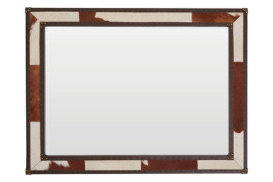 Orsina Kensington Townhouse Brown & White Cowhide Wall Mirror