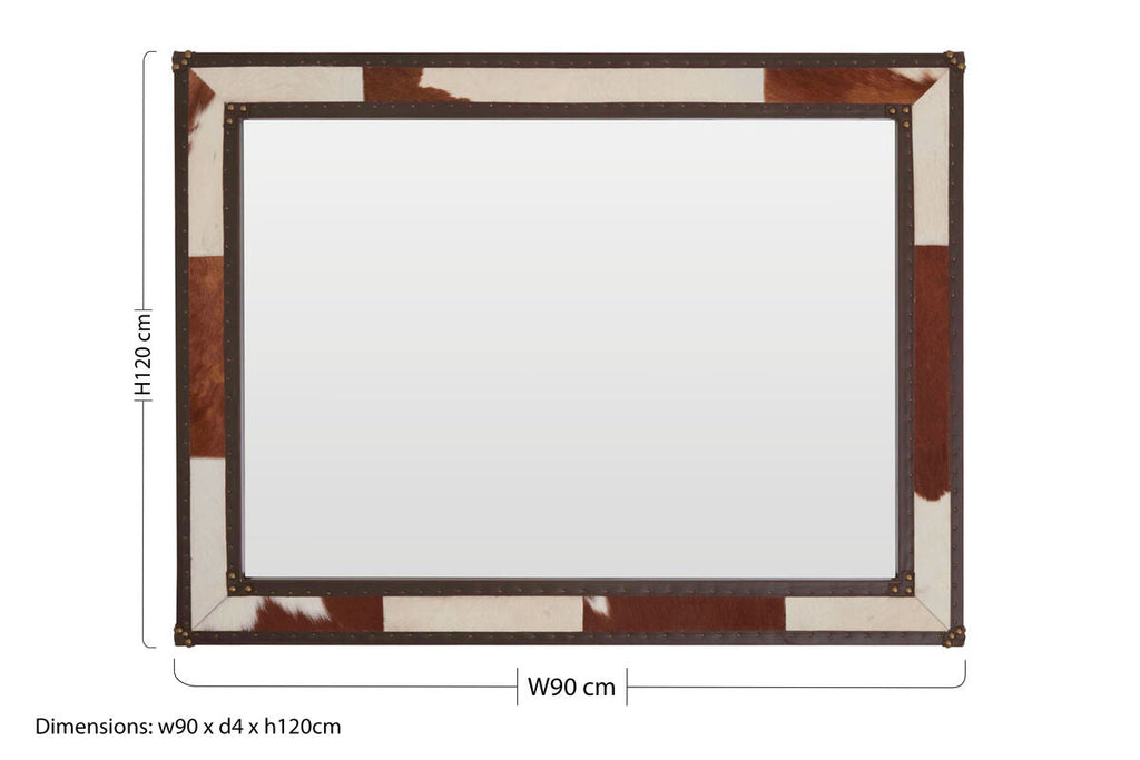 Orsina Kensington Townhouse Brown & White Cowhide Wall Mirror