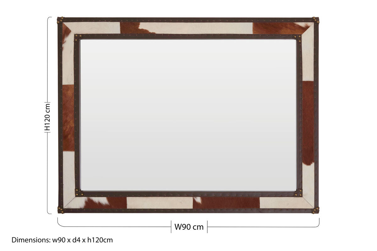 Orsina Kensington Townhouse Brown & White Cowhide Wall Mirror