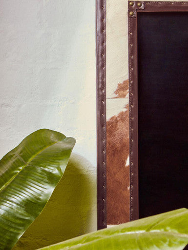 Orsina Kensington Townhouse Brown & White Cowhide Wall Mirror
