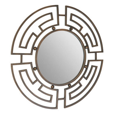 Orsina Jalal Round Wall Mirror – Bronze Metal Frame Decorative Mirror
