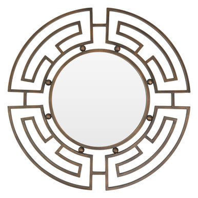 Orsina Jalal Round Wall Mirror – Bronze Metal Frame Decorative Mirror