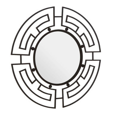 Orsina Jalal Round Wall Mirror – Black Metal Frame Contemporary Decor