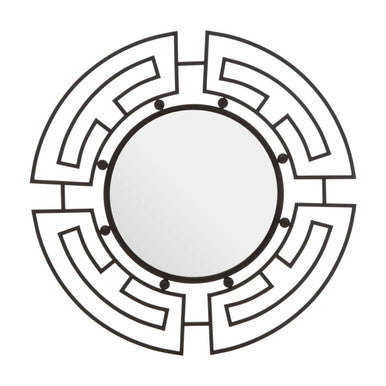 Orsina Jalal Round Wall Mirror – Black Metal Frame Contemporary Decor
