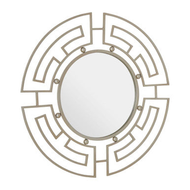 Orsina Jalal Round Wall Mirror – Silver Metal Frame Decorative Mirror