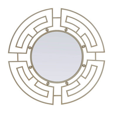Orsina Jalal Round Wall Mirror – Silver Metal Frame Decorative Mirror