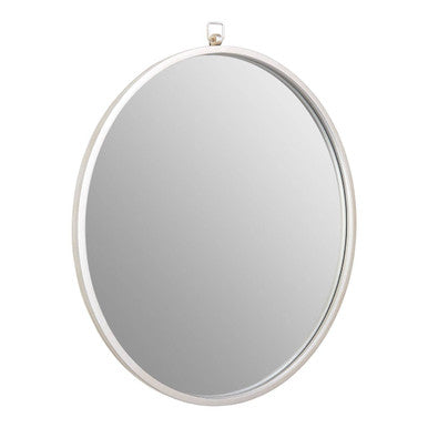 Orsina Jacen Round Wall Mirror – Silver Metal Frame Contemporary Decor
