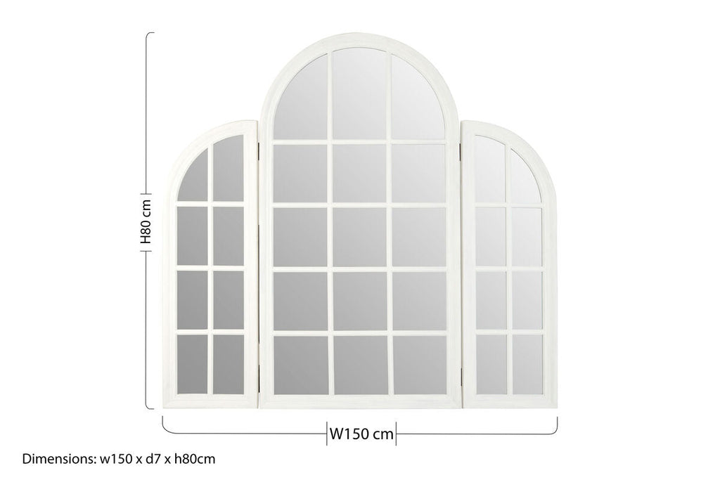 Orsina Fret White Dressing Table Mirror – Triple Arc Vanity Mirror