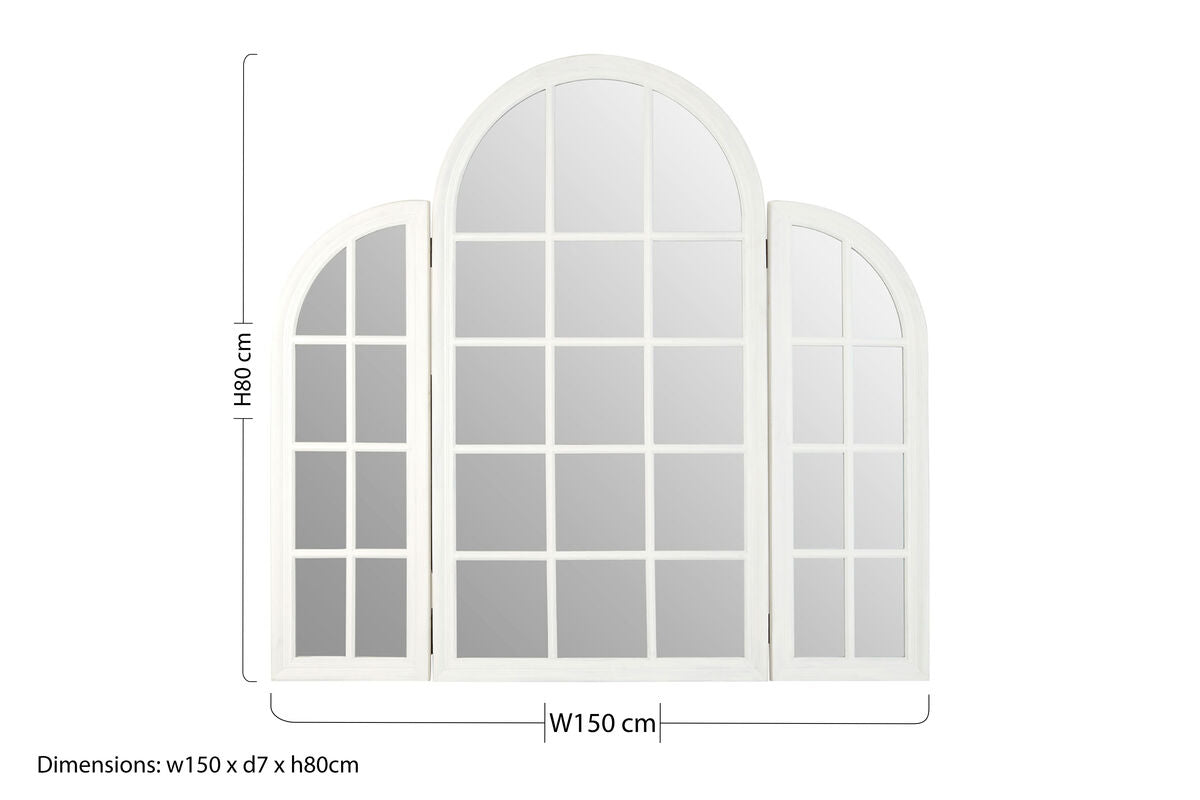 Orsina Fret White Dressing Table Mirror – Triple Arc Vanity Mirror