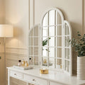 Orsina Fret White Dressing Table Mirror – Triple Arc Vanity Mirror