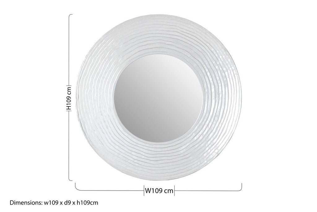 Orsina Athena Round Wall Mirror | Textured Distressed Silver Finish