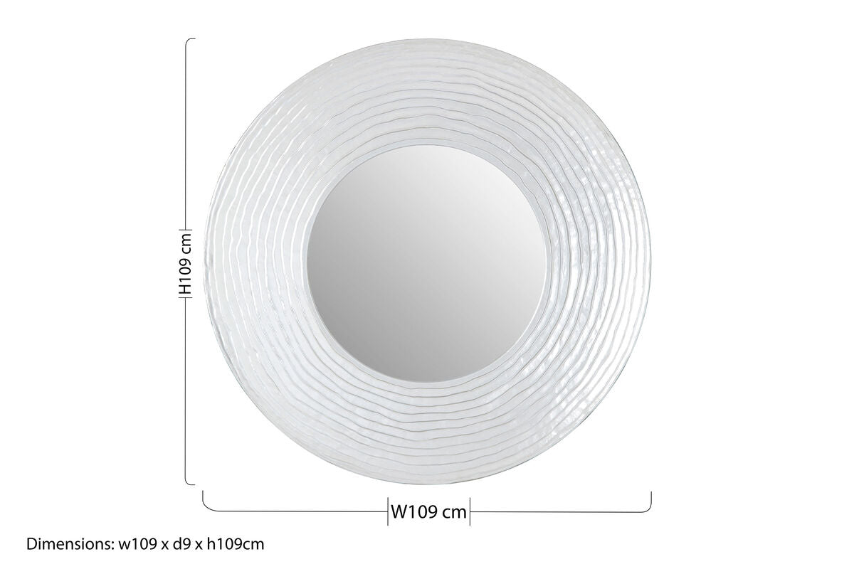Orsina Athena Round Wall Mirror | Textured Distressed Silver Finish