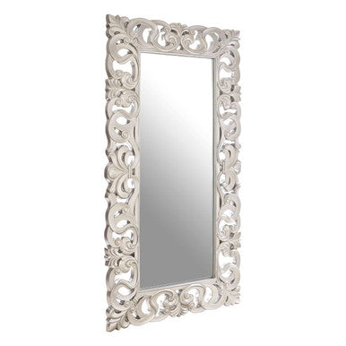 Orsina Palazio Rectangular Wall Mirror – Silver Finish Fleur-de-Lis