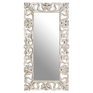 Orsina Palazio Rectangular Wall Mirror – Silver Finish Fleur-de-Lis
