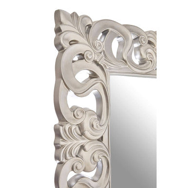 Orsina Palazio Rectangular Wall Mirror – Silver Finish Fleur-de-Lis