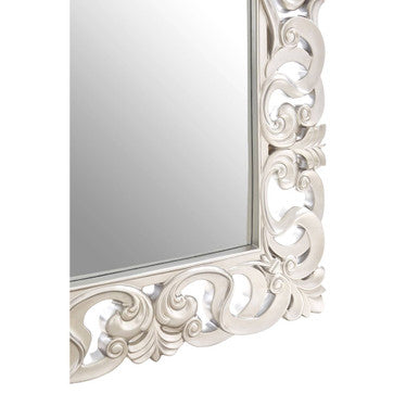 Orsina Palazio Rectangular Wall Mirror – Silver Finish Fleur-de-Lis