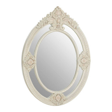 Orsina Eclipse Antique White Ornate Wall Mirror – Fleur-de-Lis Decor