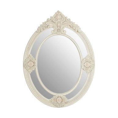 Orsina Eclipse Antique White Ornate Wall Mirror – Fleur-de-Lis Decor