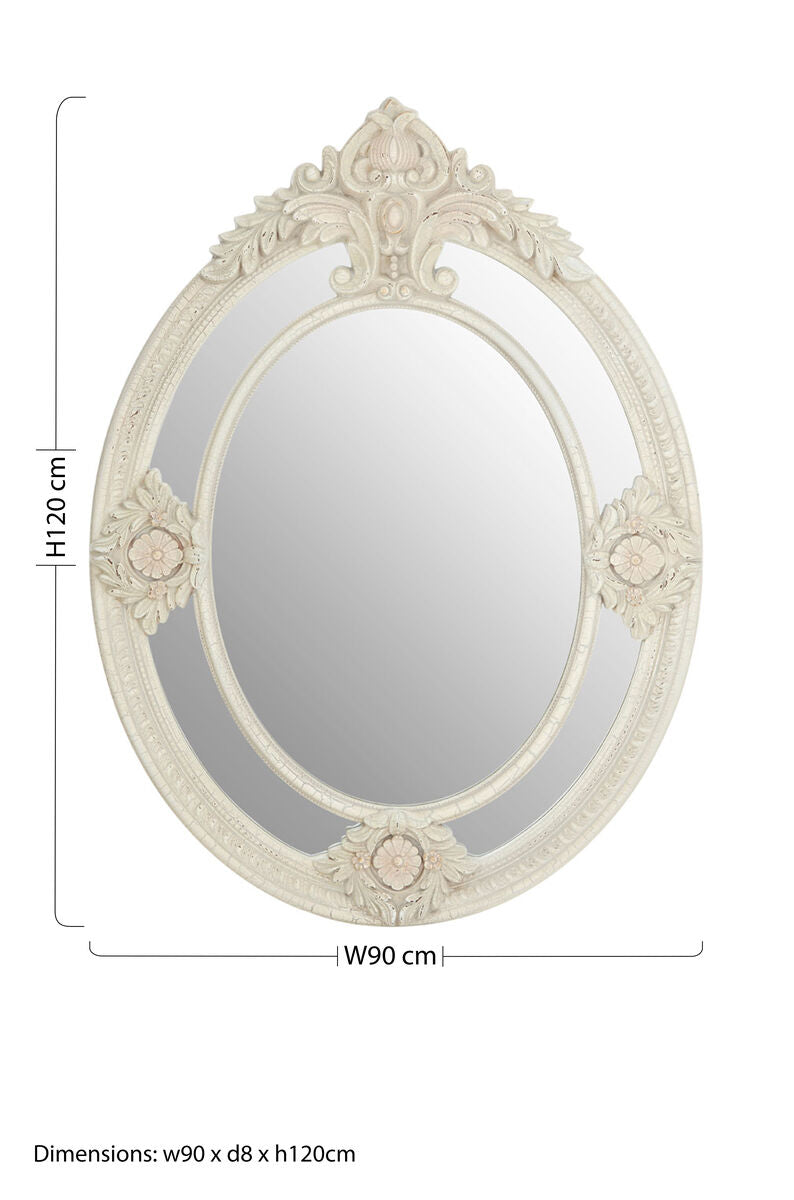 Orsina Eclipse Antique White Ornate Wall Mirror – Fleur-de-Lis Decor