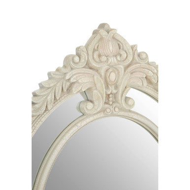 Orsina Eclipse Antique White Ornate Wall Mirror – Fleur-de-Lis Decor