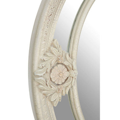 Orsina Eclipse Antique White Ornate Wall Mirror – Fleur-de-Lis Decor