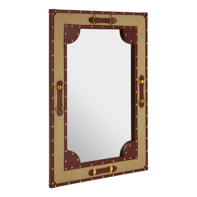 Orsina Columbus Canvas and Leather Trim Wall Mirror – Brown & Sand