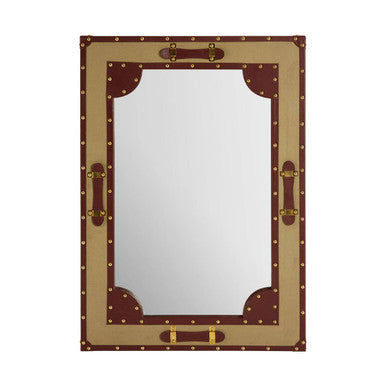 Orsina Columbus Canvas and Leather Trim Wall Mirror – Brown & Sand