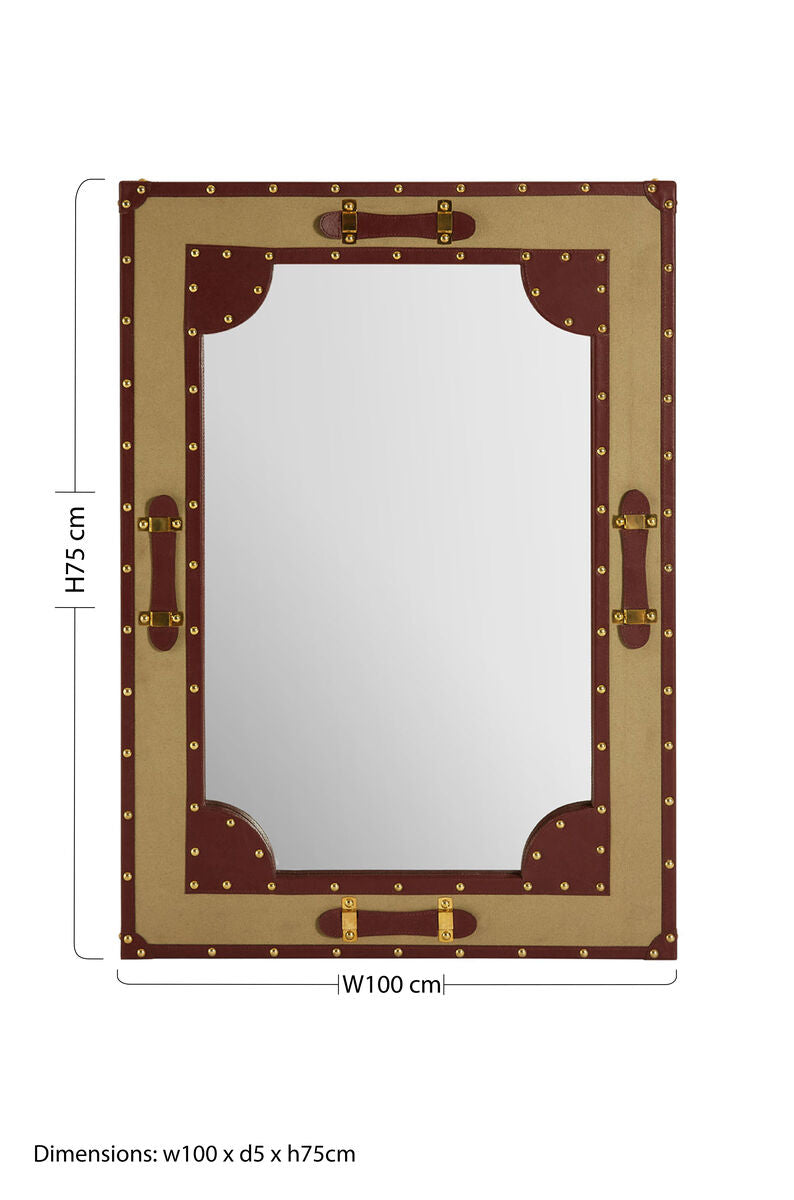Orsina Columbus Canvas and Leather Trim Wall Mirror – Brown & Sand