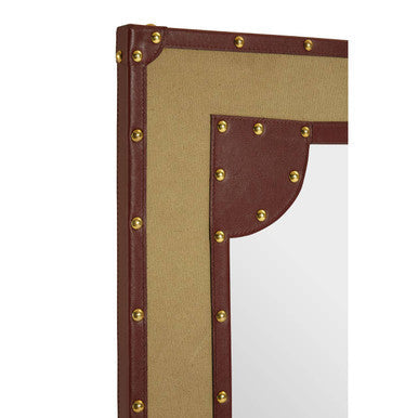 Orsina Columbus Canvas and Leather Trim Wall Mirror – Brown & Sand