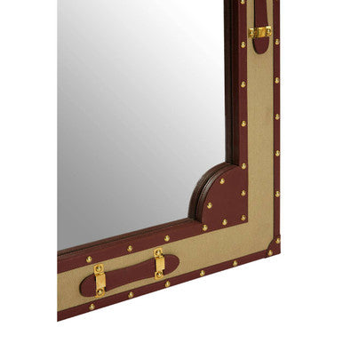 Orsina Columbus Canvas and Leather Trim Wall Mirror – Brown & Sand
