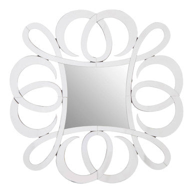 Orsina Gladis Modern Silver Wall Mirror – Sculptural Square Design