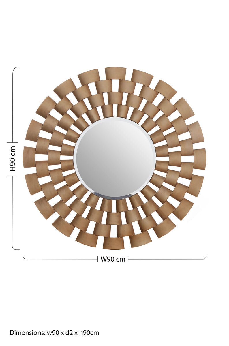 Orsina Geela Round Wall Mirror – Antique Silver Finish Sculptural Decor
