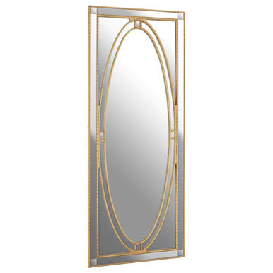 Orsina Gavra Gold Wall Mirror – Beaded Art Deco Elongated Frame