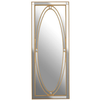 Orsina Gavra Gold Wall Mirror – Beaded Art Deco Elongated Frame