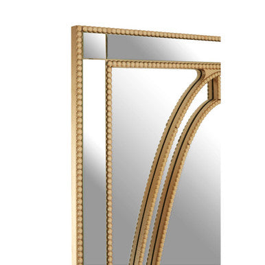 Orsina Gavra Gold Wall Mirror – Beaded Art Deco Elongated Frame