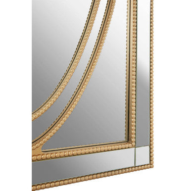 Orsina Gavra Gold Wall Mirror – Beaded Art Deco Elongated Frame