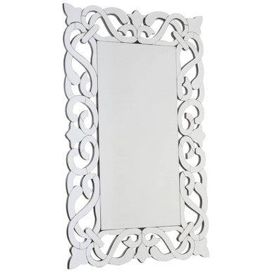Orsina Ginny Wall Mirror – Silver Baroque Beveled Decorative Mirror