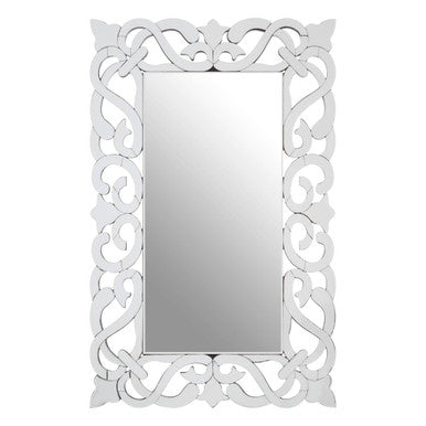 Orsina Ginny Wall Mirror – Silver Baroque Beveled Decorative Mirror