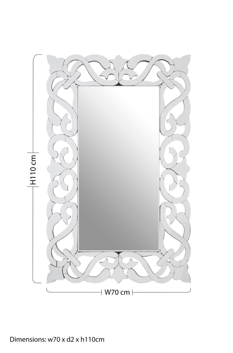 Orsina Ginny Wall Mirror – Silver Baroque Beveled Decorative Mirror