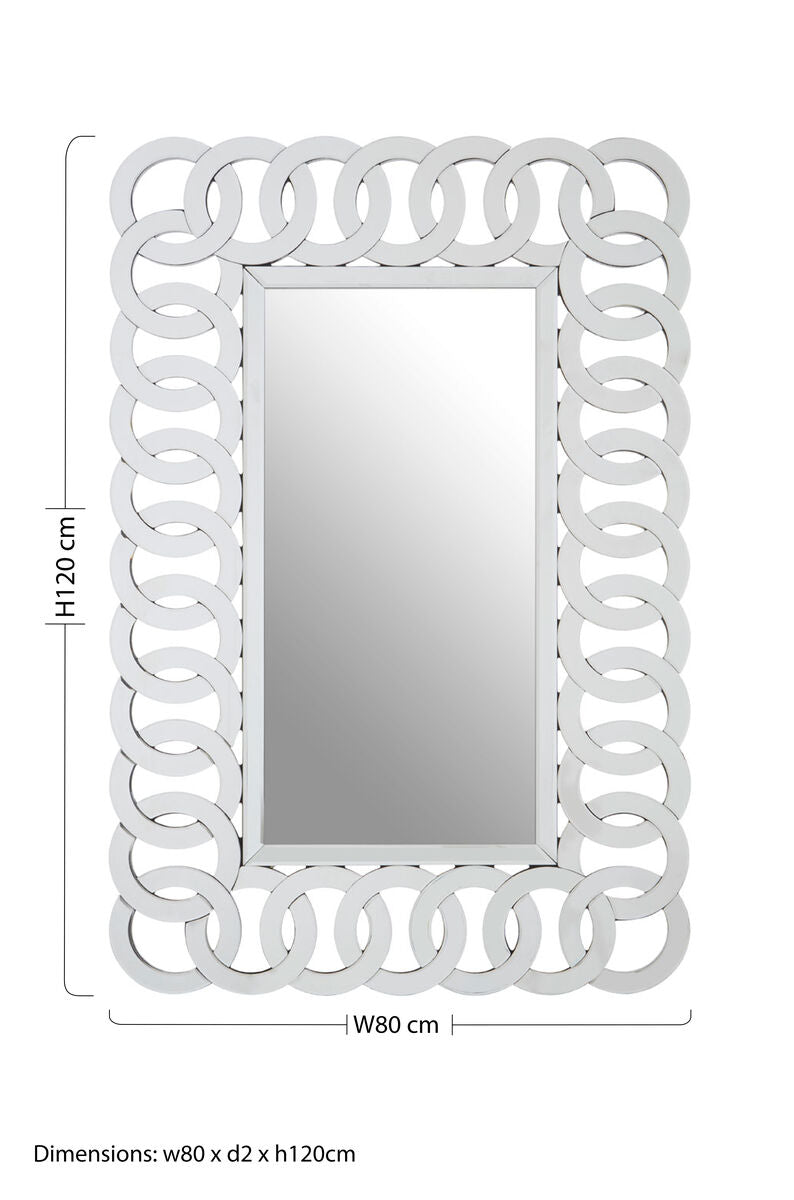 Orsina Gianna Wall Mirror – Silver Geometric Interlocking Frame