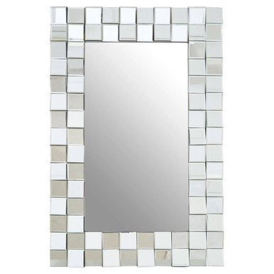 Orsina Gota Wall Mirror – Silver 3D Sculpted Beveled Tile Mirror