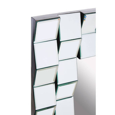 Orsina Gota Wall Mirror – Silver 3D Sculpted Beveled Tile Mirror
