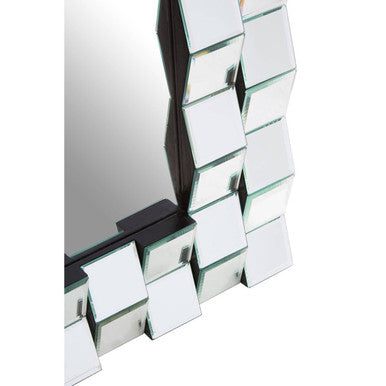 Orsina Gota Wall Mirror – Silver 3D Sculpted Beveled Tile Mirror