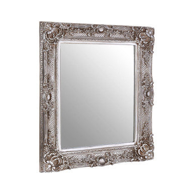 Orsina Marseille Champagne Wall Mirror – Silver Floral Beveled Frame